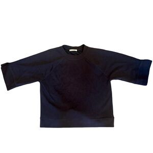 Elle Grey Structured Crewneck Sweatshirt | Size Medium | Gray Minimal Luxe